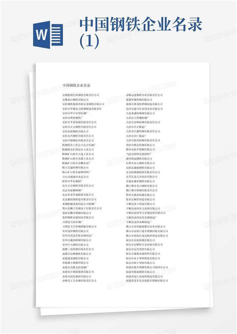 中国钢铁企业名录1word模板下载编号lxwpdzpd熊猫办公