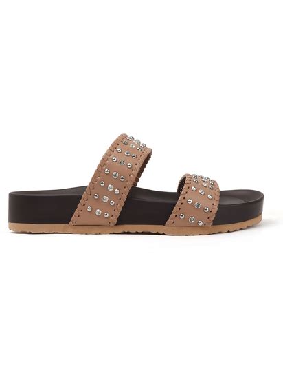 Thewhitepole Nude Studded Platform Slides With Contrast Trim The White Pole