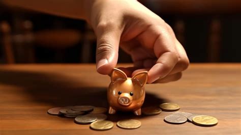 Premium Ai Image A Hand Putting A Coin Into A Piggy Bank