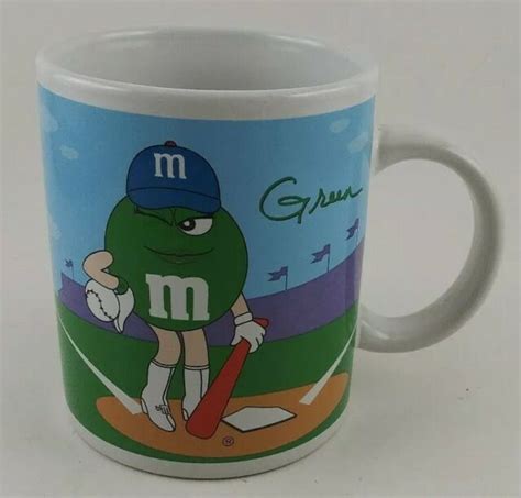 Mandm Coffee Mug Cup Green Yellow Galerie Mars Vintage Collectible Mms