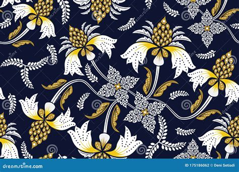 Floral Batik Motif Vector Illustration Stock Vector - Illustration of ...