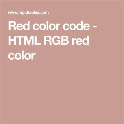 Red color code - HTML RGB red color in 2022 | Red color, Color coding ...