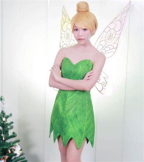 P156 New Green Tinkerbell Flannel Leaf Print Dress Costume Tailor Made