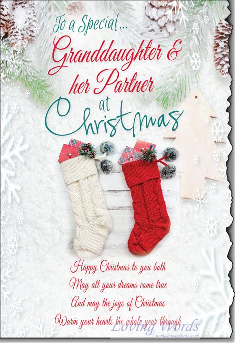 Granddaughter And Partner At Christmas Greeting Cards By Loving Words