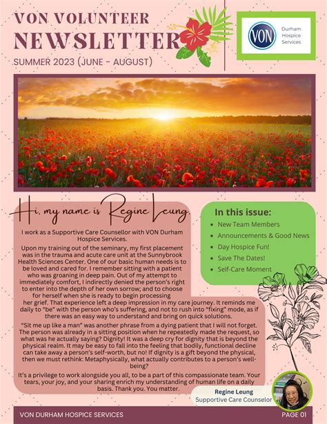 SUMMER 2023 VOLUNTEER NEWSLETTER | VON Durham Hospice Services