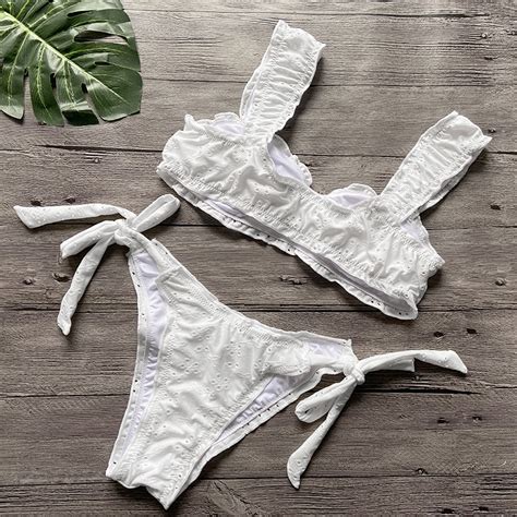 Sexy Women Bikini Sets Solid Color Ruffle Swimwear Bathing Suits 2