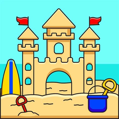 Premium Vector Vector Illustration Of A Sand Castle On The Beach