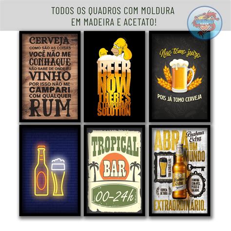 Quadros Decorativos Placa Tema Cerveja Lote 01 Beer Bar Boteco Bebidas