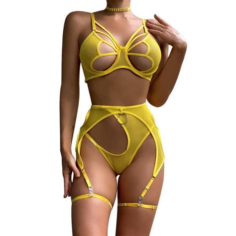 Dpois Femme Ensemble De Lingerie Sexy Adulte Tenue Sein Nu Avec String Thong Bikini Bodysuit