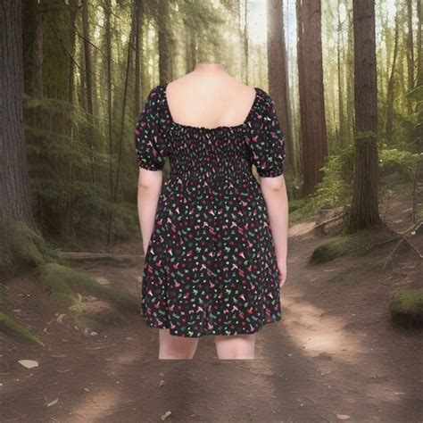 Hot Topic Womens Smocked Dress Size Large Mushrooms Frogs Snails Y K Fairy EBay