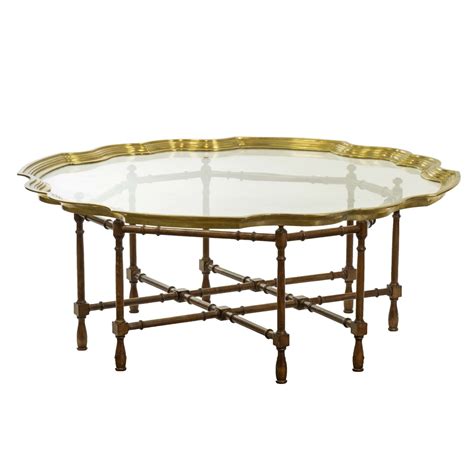 Vintage Brass and Glass Coffee Table on Bamboo Style Base | Grandview