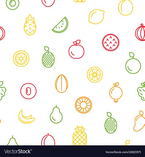 Line Fruits Icons Pattern Or Background Royalty Free Vector