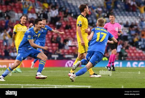 Ukraines Oleksandr Zinchenko Celebrates After Scoring His Sides