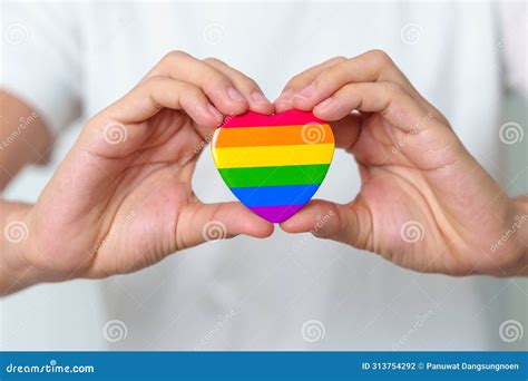 LGBT Pride Month Concept Or LGBTQ Or LGBTQIA With Rainbow Heart Shape For Lesbian Gay