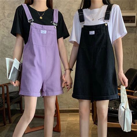 Korean Style Denim Overalls Overalls Women Purple Jeans Korean Fashion