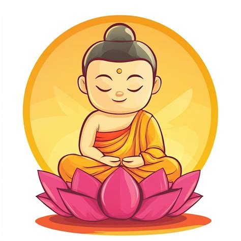 simple buddha cartoon vector illustration premium ai generated vector