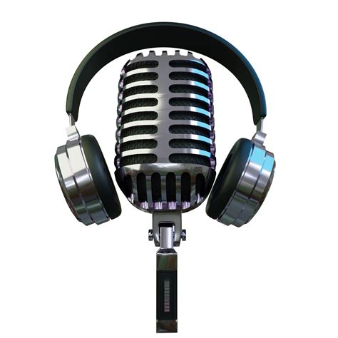 silver microphone broadcast  karaoke  render element  png