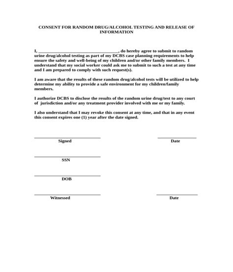 Free 7 Drug Alcohol Testing Consent Forms In Pdf Ms Word