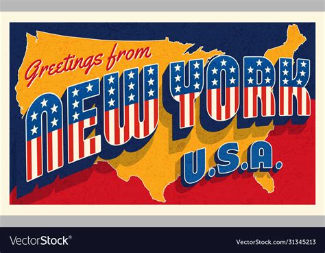 Greetings From New York Usa Retro Postcard Vector Image