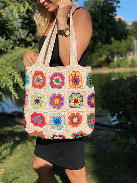 Crochet Bag Granny Square Afghan Bagpride Bag Crochet Etsy