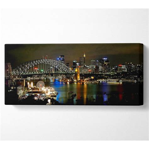 Ebern Designs Sydney Harbour Bridge Evening Glow Wrapped Canvas