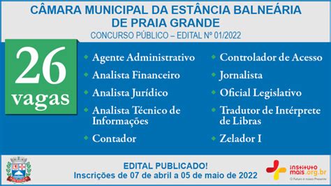 Concurso Público Praia Grande - Câmara de Praia Grande/SP publica Edital de Concurso Público para todos ...