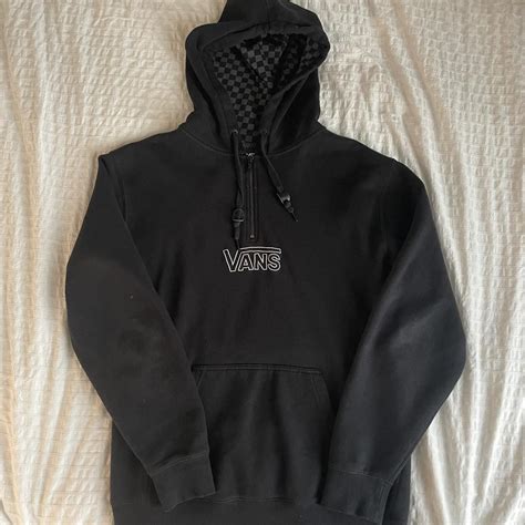 Vans Y2k Quarter Zip Checkered Vintage Hoodie Size Depop
