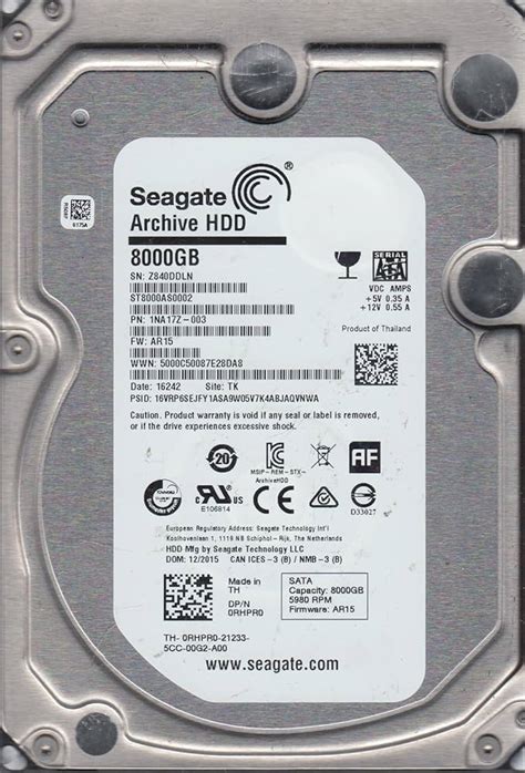 SEAGATE ST8000AS0002【Serial ATA600／容量8TB／キャッシュ128MB／5900rpm】｜ハードディスク