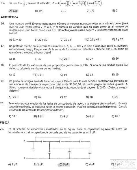 Examen Admision Villarreal Solucionario Filas A B C D Universidad