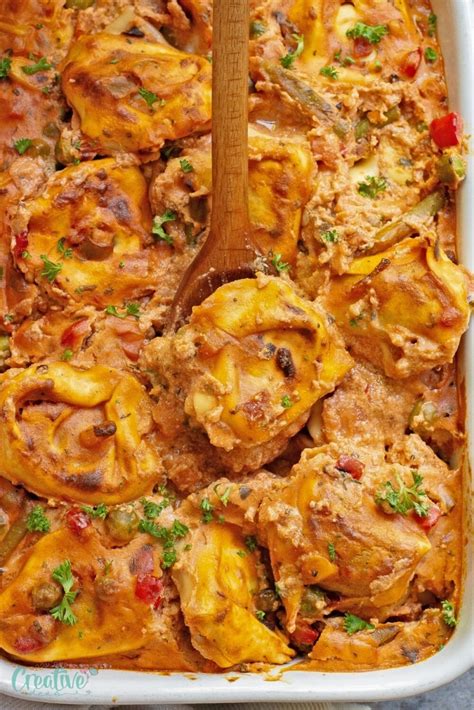 Creamy Cheesy Baked Tortellini With Vegetables Easy Peasy Creative Ideas