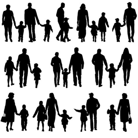 Schwarze Silhouetten Familie auf weißem Hintergrund Vektor Illustration