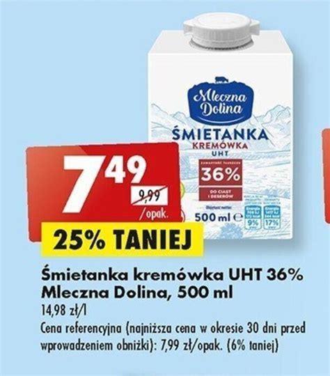 Promocja Mleczna Dolina Śmietanka kremówka UHT 36 500ml w Biedronka