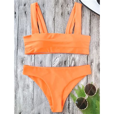 ZAFUL 2019 Wide Straps Padded Bandeau Bikini Set Sexy Square Neck