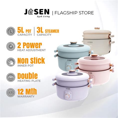 JOSEN L Multi Cooker Electric Hot Pot Cooker With Steamer Ceramic