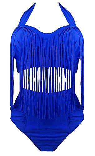 Gshappygo Women S Retro High Waist Braided Fringe Top Bikini Swimwear