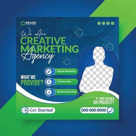 Corporate marketing agency social media post design template and web