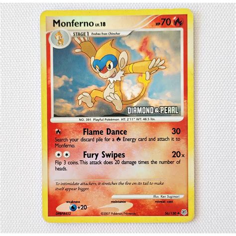 Carta Antiga Pokemon Monferno 56 130 Reverse Holo BK Promo Diamond