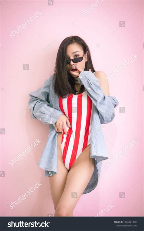 Sexy Asian Woman Red Bikini One Stock Photo 1186221898 Shutterstock