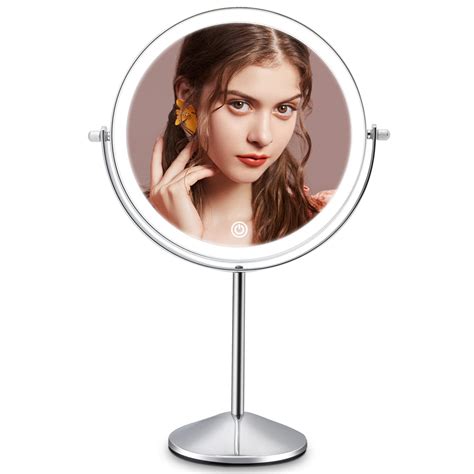 Lighted Makeup Mirror 10x Magnification 8 Inch Rechargeable Tabletop