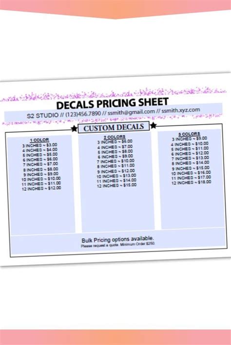 Fillable Editable Text Only Pdf Pricing Sheet Letter Size Etsy In