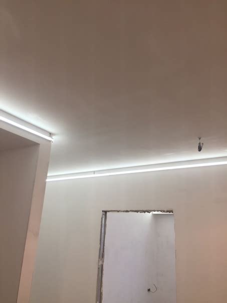 Устройство потолка из ГКЛ Светодиодная лента(подсветка) по всему ...