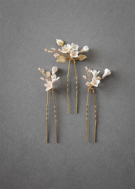 Petite Pins Blush And Pale Gold Floral Hair Pins 1 TANIA MARAS