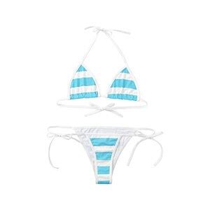 Tiaobug Micro Bikini Donna Estate Giapponese A Righe Mosaico Cuore Costume Da Bagno Estivo Mare