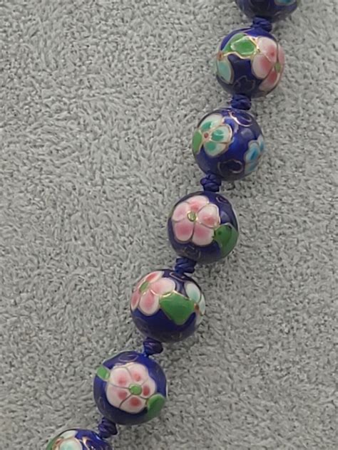 Vintage Chinese Art Deco Cloisonné Enamel Knotted Blu Gem