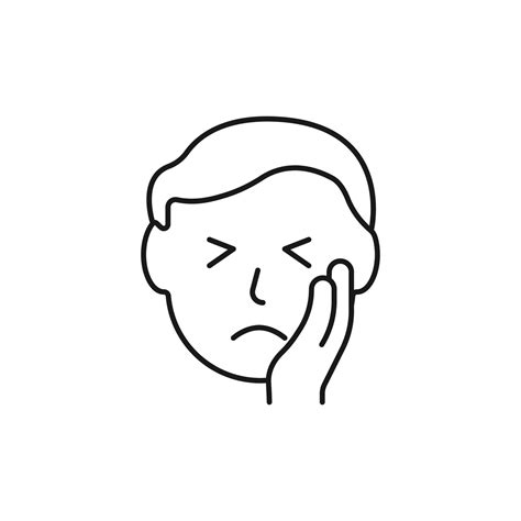 Toothache icon, Dental pain sign. Man with toothache jaw pain, Dental