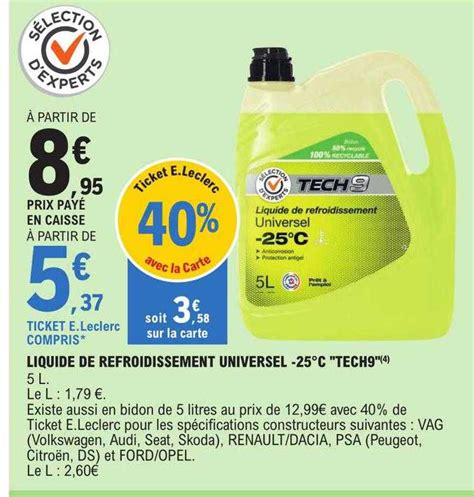 Promo Liquide De Refroidissement Universel 25c Tech9 Chez E Leclerc