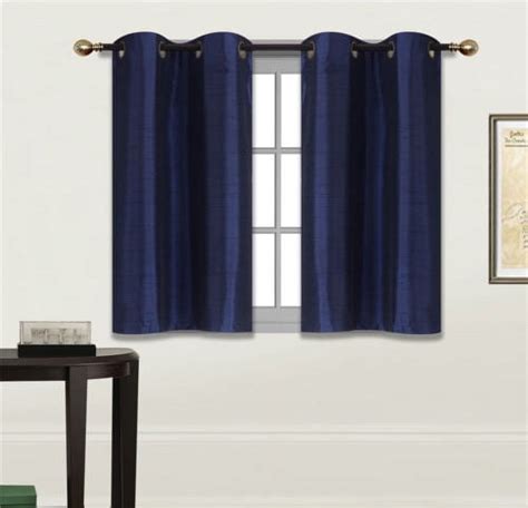 2 Piece N25 Navy Luxury Kitchen Short Window Curtain Semi Sheer Panel