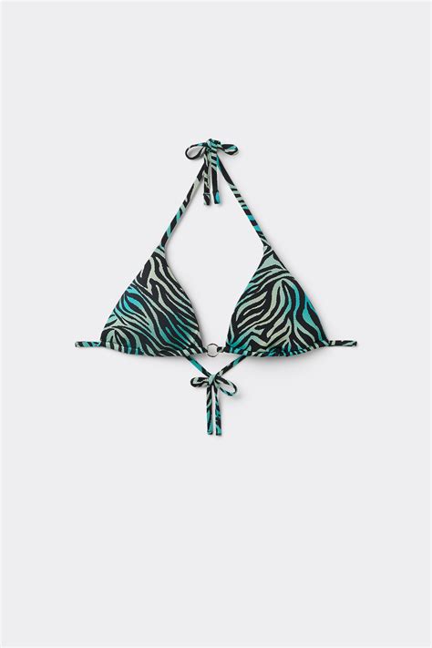 Colorful Zebra Triangle Bikini Top With Removable Padding Triangle Women Tezenis