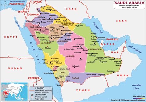 Saudi Arabia Political Map With Capital Riyadh National Borders Wall