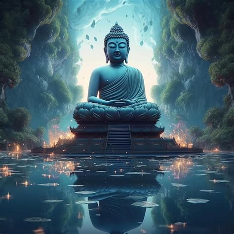 Premium AI Image | buddha statue in the forest